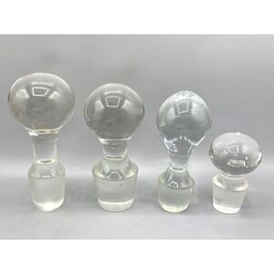 Vintage Clear Glass‎ Bottle Stoppers Set of 4 Decanter Replacement Ball Teardrop